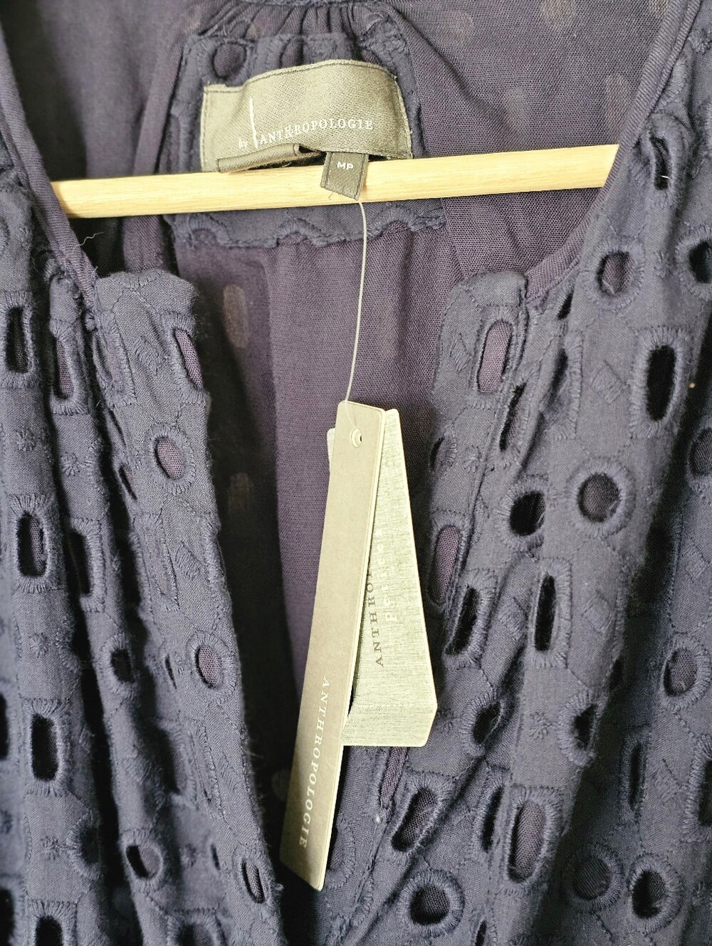 Anthropologie Somerset Eyelet Mini Dress Navy NWT Sz MP - Picture 9 of 14